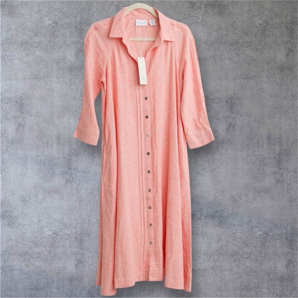 Calypso St Barth New‎ Coral Linen Blend Shirt Dress Size M - Picture 2 of 7